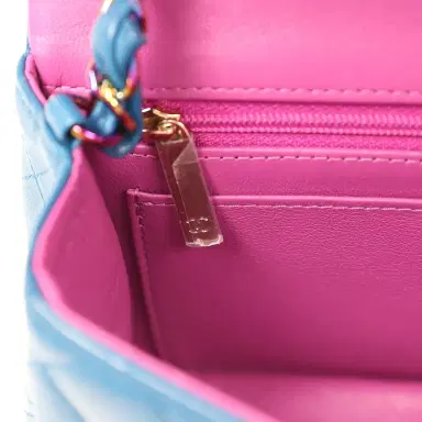 Chanel Pre-owned Chanel Mini Rectangular Flap Bag Blue, Purple Lambskin Rainbow Hardware | Thumbnail 10 Chanel Pre-owned Chanel Mini Rectangular Flap Bag Blue, Purple Lambskin Rainbow Hardware | Thumbnail 10