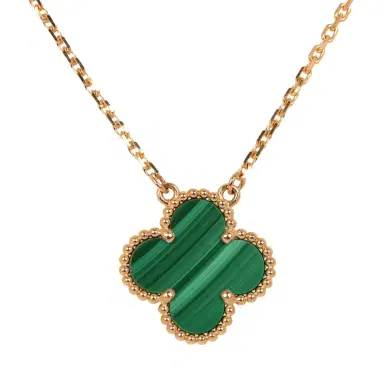 Van Cleef & Arpels Van Cleef & Arpels Vintage Alhambra Motif Pendant Necklace Malachite 18K Yellow Gold | Thumbnail 4 Van Cleef & Arpels Van Cleef & Arpels Vintage Alhambra Motif Pendant Necklace Malachite 18K Yellow Gold | Thumbnail 4