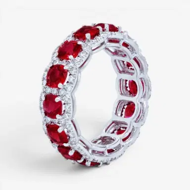 DIANA M. JEWELS Diana M. Jewels 18K White Gold Ruby & Diamond Halo Band Ring Sz. 6 by The Solist | Thumbnail 2 DIANA M. JEWELS Diana M. Jewels 18K White Gold Ruby & Diamond Halo Band Ring Sz. 6 by The Solist | Thumbnail 2