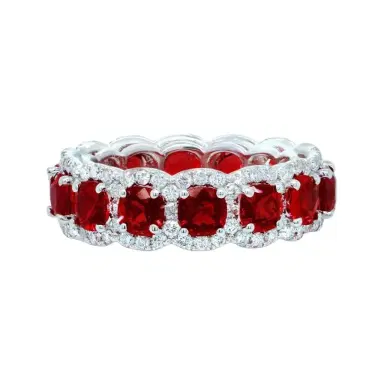 DIANA M. JEWELS Diana M. Jewels 18K White Gold Ruby & Diamond Halo Band Ring Sz. 6 by The Solist | Thumbnail 1 DIANA M. JEWELS Diana M. Jewels 18K White Gold Ruby & Diamond Halo Band Ring Sz. 6 by The Solist | Thumbnail 1