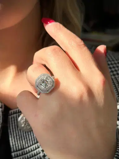 DIANA M. JEWELS Diana M. Jewels Double Halo Platinum Diamond Engagement Ring Sz. 6 by The Solist | Thumbnail 2 DIANA M. JEWELS Diana M. Jewels Double Halo Platinum Diamond Engagement Ring Sz. 6 by The Solist | Thumbnail 2