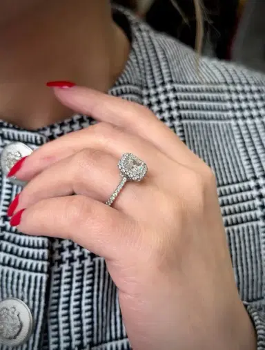DIANA M. JEWELS Diana M. Jewels Emerald Cut Halo Platinum Diamond Engagement Ring Sz. 6 by The Solist | Thumbnail 2 DIANA M. JEWELS Diana M. Jewels Emerald Cut Halo Platinum Diamond Engagement Ring Sz. 6 by The Solist | Thumbnail 2