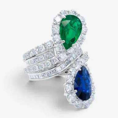 DIANA M. JEWELS Diana M. Jewels Platinum Sapphire & Emerald Spiral Ring by The Solist | Thumbnail 2 DIANA M. JEWELS Diana M. Jewels Platinum Sapphire & Emerald Spiral Ring by The Solist | Thumbnail 2