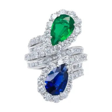 DIANA M. JEWELS Diana M. Jewels Platinum Sapphire & Emerald Spiral Ring by The Solist | Thumbnail 1 DIANA M. JEWELS Diana M. Jewels Platinum Sapphire & Emerald Spiral Ring by The Solist | Thumbnail 1