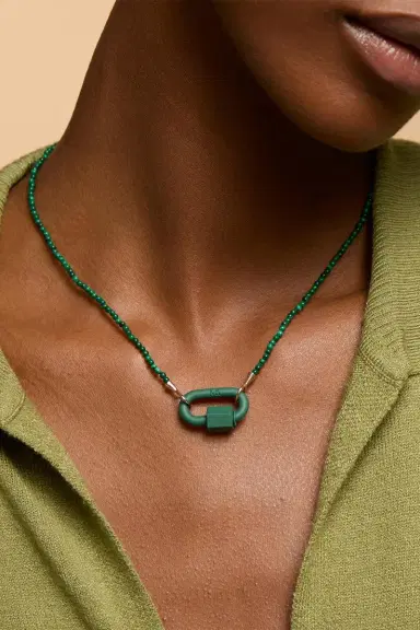 Marla Aaron Malachite Tone On Tone Rubber Lock Necklace | Thumbnail 2 Marla Aaron Malachite Tone On Tone Rubber Lock Necklace | Thumbnail 2