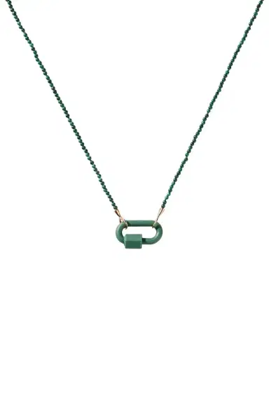 Marla Aaron Malachite Tone On Tone Rubber Lock Necklace | Thumbnail 1 Marla Aaron Malachite Tone On Tone Rubber Lock Necklace | Thumbnail 1