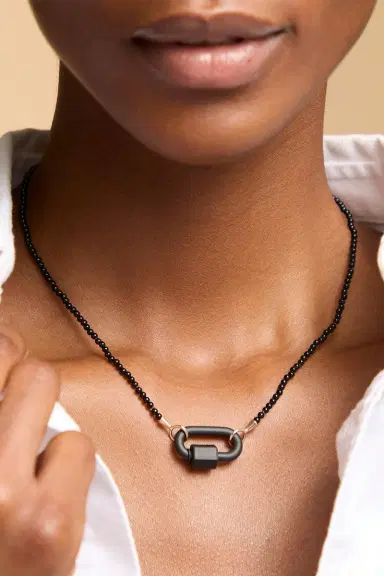 Marla Aaron Black Agate Tone On Tone Rubber Lock Necklace | Thumbnail 2 Marla Aaron Black Agate Tone On Tone Rubber Lock Necklace | Thumbnail 2