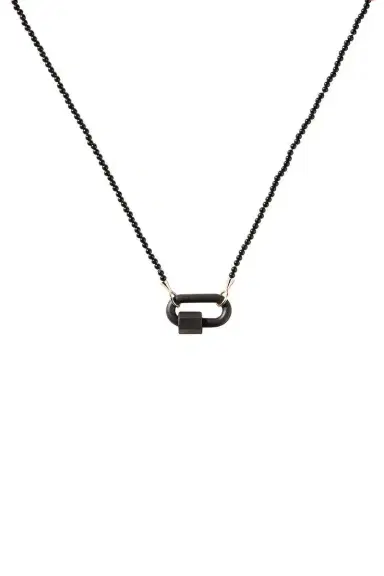 Marla Aaron Black Agate Tone On Tone Rubber Lock Necklace | Thumbnail 1 Marla Aaron Black Agate Tone On Tone Rubber Lock Necklace | Thumbnail 1