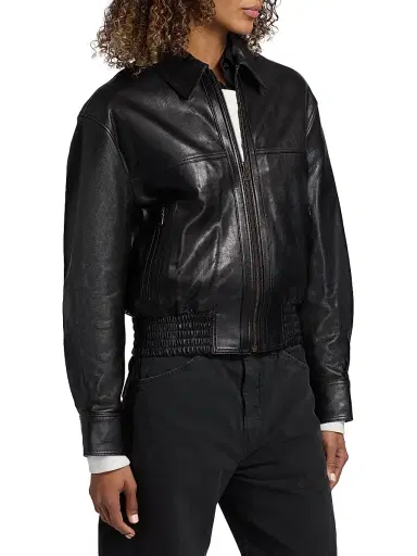 Nili Lotan Women's Aime Leather Bomber Jacket | Thumbnail 4 Nili Lotan Women's Aime Leather Bomber Jacket | Thumbnail 4