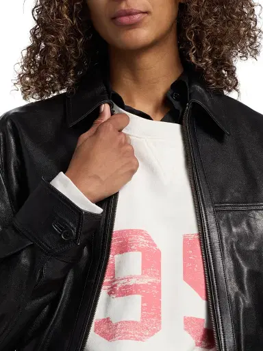 Nili Lotan Women's Aime Leather Bomber Jacket | Thumbnail 6 Nili Lotan Women's Aime Leather Bomber Jacket | Thumbnail 6