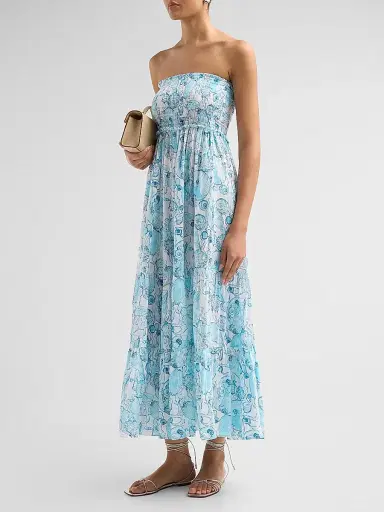 Lilly Pulitzer Women's Anali Printed Strapless Coverup Midi Dress - Resort White | Thumbnail 4 Lilly Pulitzer Women's Anali Printed Strapless Coverup Midi Dress - Resort White | Thumbnail 4