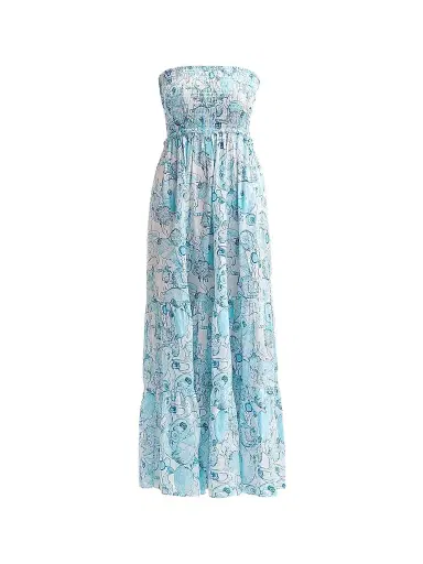 Lilly Pulitzer Women's Anali Printed Strapless Coverup Midi Dress - Resort White | Thumbnail 1 Lilly Pulitzer Women's Anali Printed Strapless Coverup Midi Dress - Resort White | Thumbnail 1
