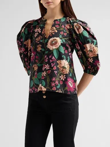 Ulla Johnson Women's Florielle Floral Cotton Top - Dahlia - Size 16 | Thumbnail 4 Ulla Johnson Women's Florielle Floral Cotton Top - Dahlia - Size 16 | Thumbnail 4