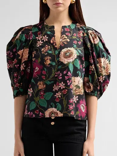 Ulla Johnson Women's Florielle Floral Cotton Top - Dahlia - Size 16 | Thumbnail 5 Ulla Johnson Women's Florielle Floral Cotton Top - Dahlia - Size 16 | Thumbnail 5