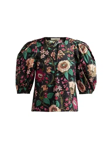 Ulla Johnson Women's Florielle Floral Cotton Top - Dahlia - Size 16 | Thumbnail 1 Ulla Johnson Women's Florielle Floral Cotton Top - Dahlia - Size 16 | Thumbnail 1