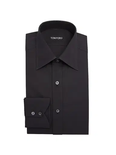 TOM FORD Men's Slim-Fit Cotton Poplin Dress Shirt - Black | Thumbnail 1 TOM FORD Men's Slim-Fit Cotton Poplin Dress Shirt - Black | Thumbnail 1