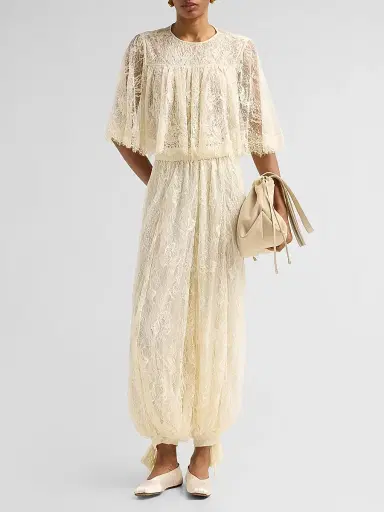 Hemant & Nandita Women's Floral Lace Parachute Pants - Eggshell - Size Medium | Thumbnail 2 Hemant & Nandita Women's Floral Lace Parachute Pants - Eggshell - Size Medium | Thumbnail 2