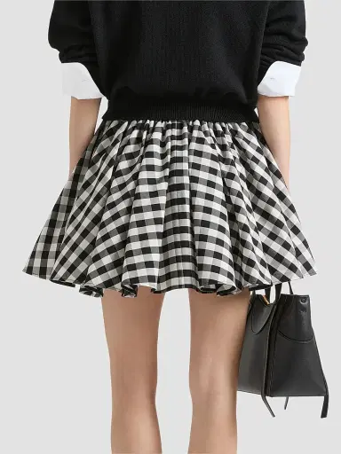 Givenchy Women's Mini Pleated Skirt in Checked Cotton | Thumbnail 3 Givenchy Women's Mini Pleated Skirt in Checked Cotton | Thumbnail 3