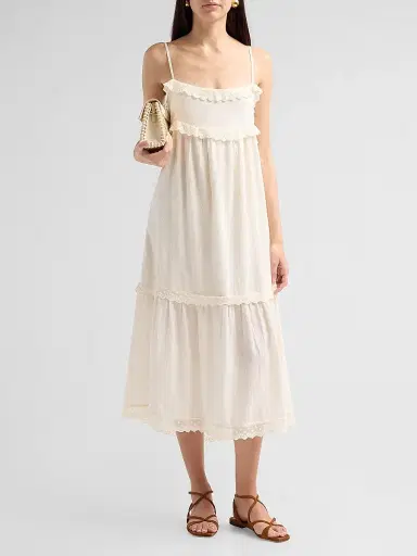 ba & sh Women's Penny Lace Midi Dress - Ecru | Thumbnail 2 ba & sh Women's Penny Lace Midi Dress - Ecru | Thumbnail 2