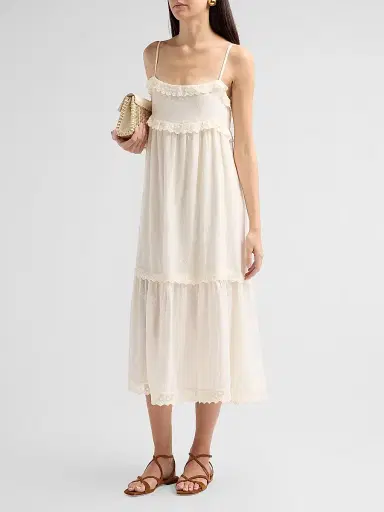 ba & sh Women's Penny Lace Midi Dress - Ecru | Thumbnail 4 ba & sh Women's Penny Lace Midi Dress - Ecru | Thumbnail 4