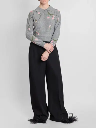 Erdem Women's Rib-Knit Floral Merino Wool Sweater | Thumbnail 2 Erdem Women's Rib-Knit Floral Merino Wool Sweater | Thumbnail 2