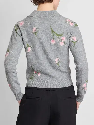 Erdem Women's Rib-Knit Floral Merino Wool Sweater | Thumbnail 3 Erdem Women's Rib-Knit Floral Merino Wool Sweater | Thumbnail 3