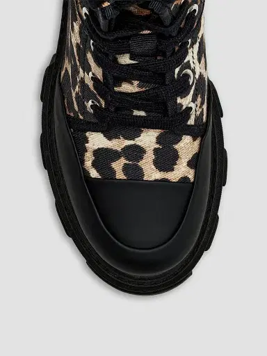 Ganni Women's Cleated Leopard Print Denim Ankle Boots - Almond Milk - Size 11 | Thumbnail 3 Ganni Women's Cleated Leopard Print Denim Ankle Boots - Almond Milk - Size 11 | Thumbnail 3