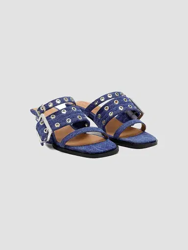 Ganni Women's 50MM Buckle-Strap Denim Mules - Mid Blue Vintage - Size 11 | Thumbnail 2 Ganni Women's 50MM Buckle-Strap Denim Mules - Mid Blue Vintage - Size 11 | Thumbnail 2