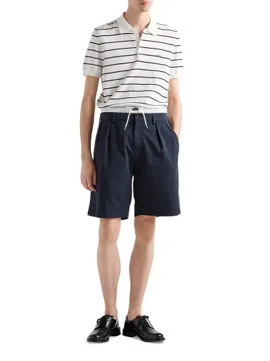Prada Men's Short-Sleeved Striped Cotton Polo Shirt | Thumbnail 2 Prada Men's Short-Sleeved Striped Cotton Polo Shirt | Thumbnail 2