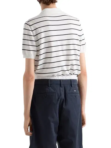 Prada Men's Short-Sleeved Striped Cotton Polo Shirt | Thumbnail 4 Prada Men's Short-Sleeved Striped Cotton Polo Shirt | Thumbnail 4