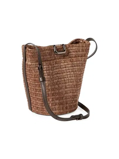 Brunello Cucinelli Women's Sartorial Bucket Bag in Techno Cotton Raffia - Light Brown | Thumbnail 4 Brunello Cucinelli Women's Sartorial Bucket Bag in Techno Cotton Raffia - Light Brown | Thumbnail 4