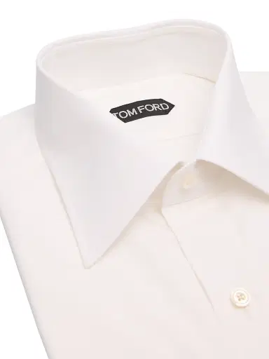 TOM FORD Men's Slim-Fit Cotton Poplin Dress Shirt - White | Thumbnail 2 TOM FORD Men's Slim-Fit Cotton Poplin Dress Shirt - White | Thumbnail 2