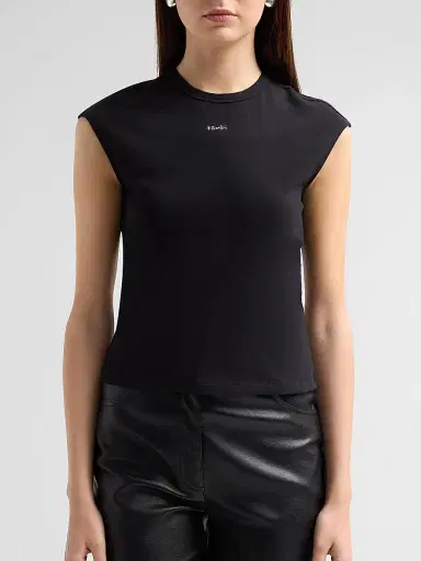 Ksubi Women's Higher Than Heaven Rivet Staple Logo Cap-Sleeve T-Shirt - Black - Size Large | Thumbnail 5 Ksubi Women's Higher Than Heaven Rivet Staple Logo Cap-Sleeve T-Shirt - Black - Size Large | Thumbnail 5
