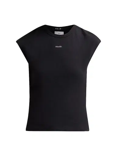 Ksubi Women's Higher Than Heaven Rivet Staple Logo Cap-Sleeve T-Shirt - Black - Size Large | Thumbnail 1 Ksubi Women's Higher Than Heaven Rivet Staple Logo Cap-Sleeve T-Shirt - Black - Size Large | Thumbnail 1