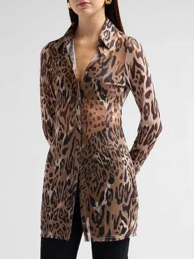 Ksubi Women's Higher Than Heaven Devin Leopard-Print Shirtdress - Brown - Size Medium | Thumbnail 4 Ksubi Women's Higher Than Heaven Devin Leopard-Print Shirtdress - Brown - Size Medium | Thumbnail 4