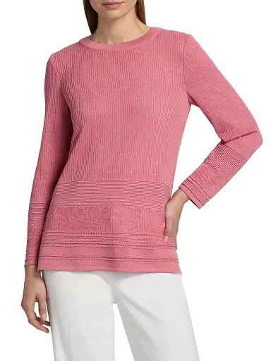 Misook Women's Multi-Stitch Tonal Ribbed Soft Knit Tunic | Thumbnail 3 Misook Women's Multi-Stitch Tonal Ribbed Soft Knit Tunic | Thumbnail 3