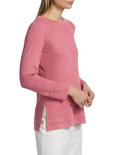 Misook Women's Multi-Stitch Tonal Ribbed Soft Knit Tunic | Thumbnail 4 Misook Women's Multi-Stitch Tonal Ribbed Soft Knit Tunic | Thumbnail 4