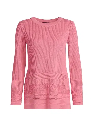 Misook Women's Multi-Stitch Tonal Ribbed Soft Knit Tunic | Thumbnail 1 Misook Women's Multi-Stitch Tonal Ribbed Soft Knit Tunic | Thumbnail 1