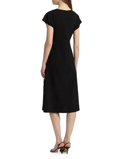 Misook Women's Abstract Print Tie-Waist Midi-Dress - Black New Ivory - Size XXL | Thumbnail 5 Misook Women's Abstract Print Tie-Waist Midi-Dress - Black New Ivory - Size XXL | Thumbnail 5