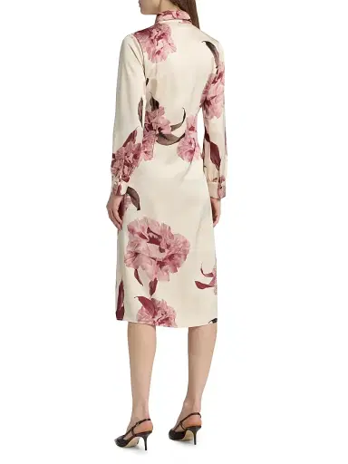 Misook Women's Floral Crepe De Chine Midi-Shirtdress | Thumbnail 5 Misook Women's Floral Crepe De Chine Midi-Shirtdress | Thumbnail 5