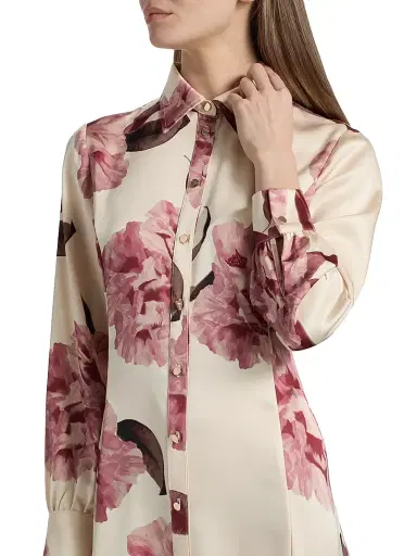 Misook Women's Floral Crepe De Chine Midi-Shirtdress | Thumbnail 6 Misook Women's Floral Crepe De Chine Midi-Shirtdress | Thumbnail 6