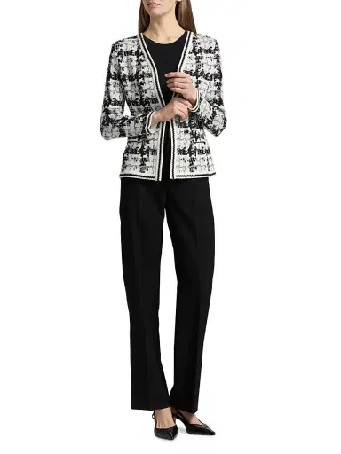 Misook Women's Tailored Faux Double Breasted Knit Jacket - Black New Ivory - Size XXL | Thumbnail 2 Misook Women's Tailored Faux Double Breasted Knit Jacket - Black New Ivory - Size XXL | Thumbnail 2