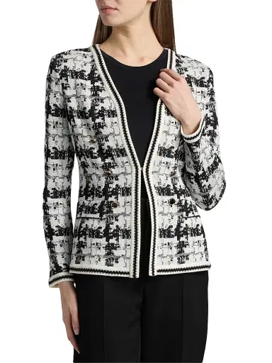 Misook Women's Tailored Faux Double Breasted Knit Jacket - Black New Ivory - Size XXL | Thumbnail 3 Misook Women's Tailored Faux Double Breasted Knit Jacket - Black New Ivory - Size XXL | Thumbnail 3