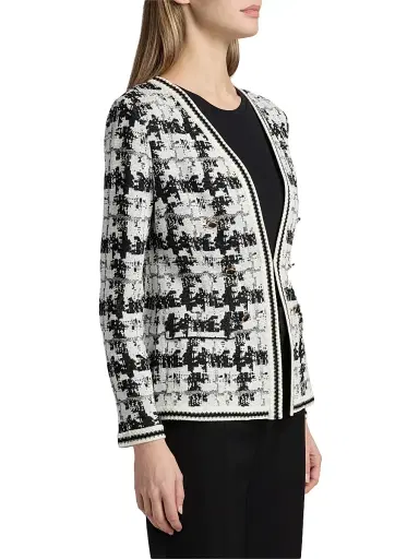 Misook Women's Tailored Faux Double Breasted Knit Jacket - Black New Ivory - Size XXL | Thumbnail 4 Misook Women's Tailored Faux Double Breasted Knit Jacket - Black New Ivory - Size XXL | Thumbnail 4