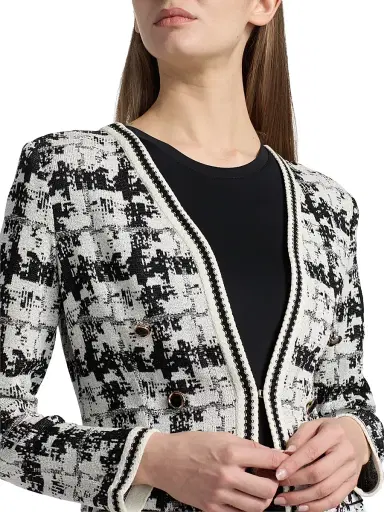 Misook Women's Tailored Faux Double Breasted Knit Jacket - Black New Ivory - Size XXL | Thumbnail 6 Misook Women's Tailored Faux Double Breasted Knit Jacket - Black New Ivory - Size XXL | Thumbnail 6