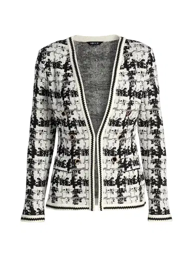 Misook Women's Tailored Faux Double Breasted Knit Jacket - Black New Ivory - Size XXL | Thumbnail 1 Misook Women's Tailored Faux Double Breasted Knit Jacket - Black New Ivory - Size XXL | Thumbnail 1