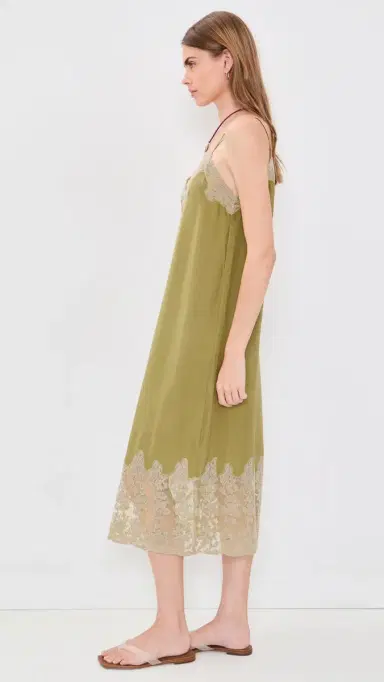 The Great. The Legacy Dress Light Olive/Cream | Thumbnail 4 The Great. The Legacy Dress Light Olive/Cream | Thumbnail 4