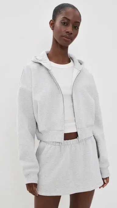 GOOD AMERICAN The Zip Up Sweatshirt Heather Grey | Thumbnail 2 GOOD AMERICAN The Zip Up Sweatshirt Heather Grey | Thumbnail 2