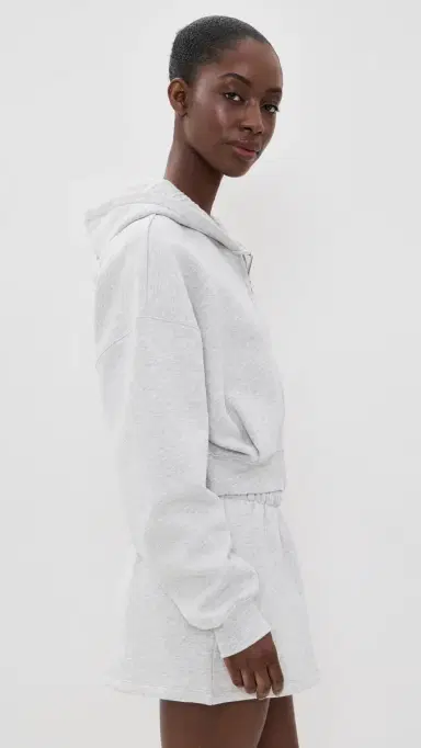 GOOD AMERICAN The Zip Up Sweatshirt Heather Grey | Thumbnail 4 GOOD AMERICAN The Zip Up Sweatshirt Heather Grey | Thumbnail 4