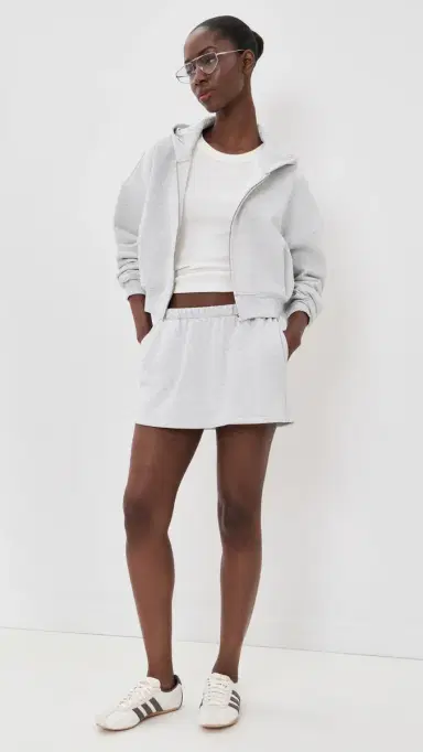 GOOD AMERICAN The Zip Up Sweatshirt Heather Grey | Thumbnail 5 GOOD AMERICAN The Zip Up Sweatshirt Heather Grey | Thumbnail 5